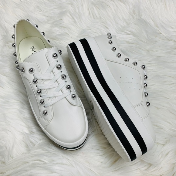 White striped platform sneaker - Picture 2 of 6